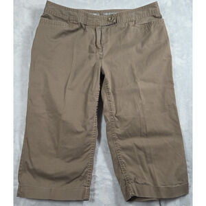 J JILL Pants Women's Sz 14P Brown Cropped 34" Waist 17" Inseam Mid Rise 0802